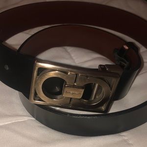 Salvatore Ferragamo reversible black leather belt